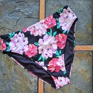 Time and Tru Black Floral Bikini Bottoms